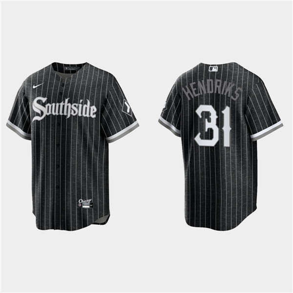 Men's Chicago White Sox #31 Liam Hendriks Black MBL 2021 City Connect Cool Base Stitched Jersey