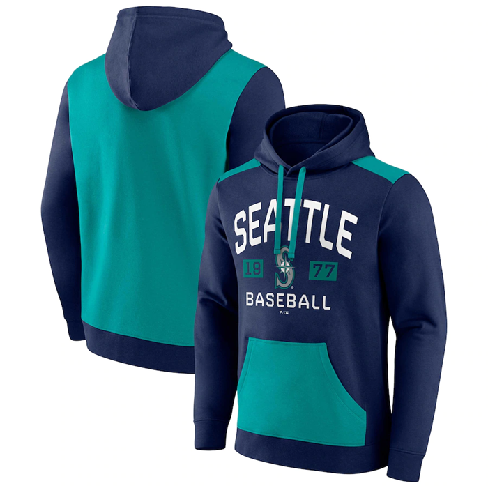 Men's Seattle Mariners Navy/Aqua Chip In Pullover Hoodie