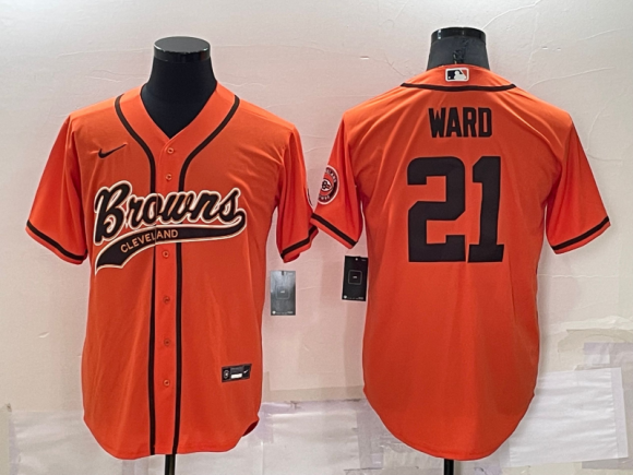 Men's Cleveland Browns ACTIVE PLAYER Custom Orange Cool Base Stitched Baseball Jersey