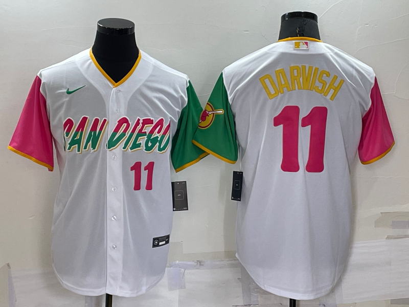 Men's San Diego Padres #11 Yu Darvish 2022 White City Connect Cool Base Stitched Jersey Men's San Diego Padres #11 Yu Darvish 2022 White City Connect Cool Base Stitched Jersey