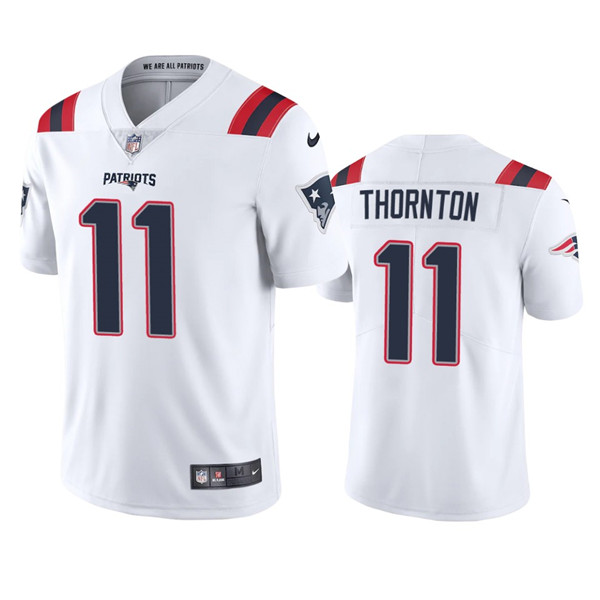 Men's New England Patriots #11 Tyquan Thornton White Vapor Untouchable Limited Stitched Jersey