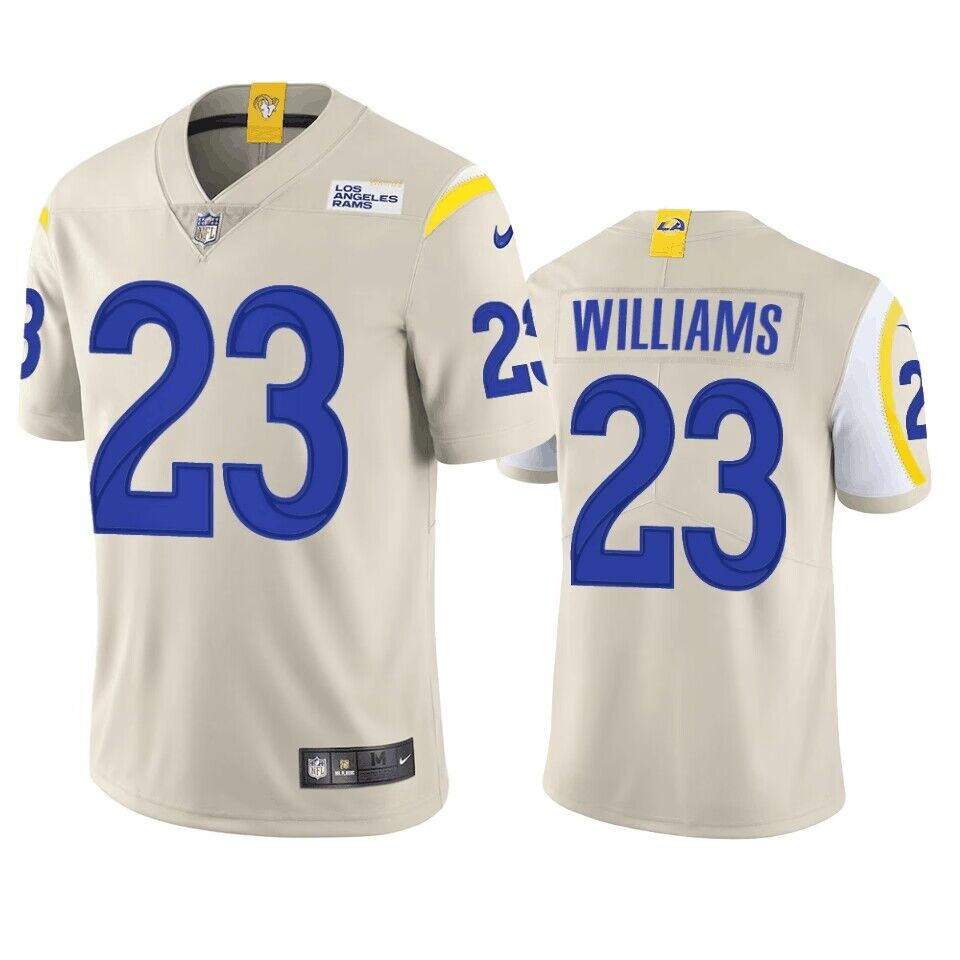 Men's Los Angeles Rams #23 Kyren Williams Bone Vapor Limited Stitched Football Jersey