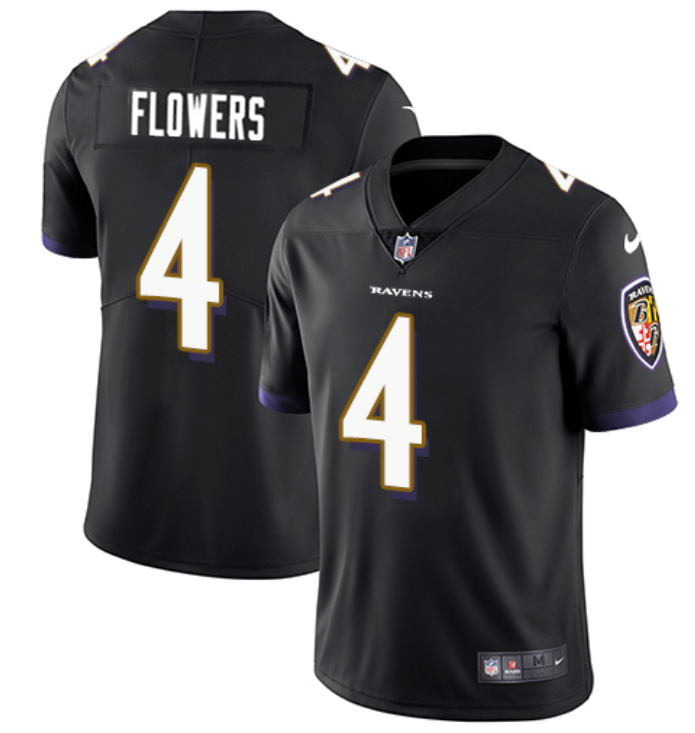 Men's Baltimore Ravens #4 Zay Flowers Black Game Jersey