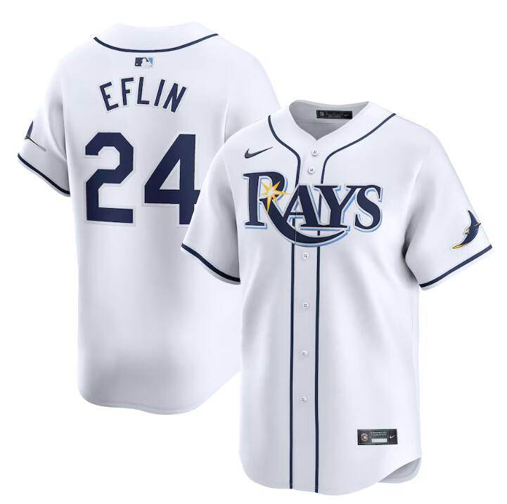 Men's Tampa Bay Rays #24 Zach Eflin White Home Limited Stitched Baseball Jersey Men's Tampa Bay Rays #24 Zach Eflin White Home Limited Stitched Baseball Jersey