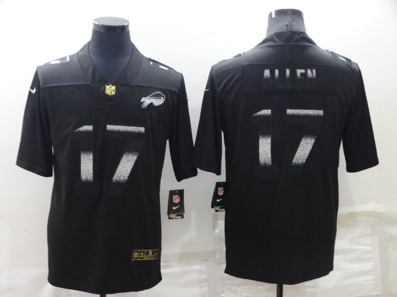 Men's Buffalo Bills #17 Josh Allen Black Shadow Stitched Jersey