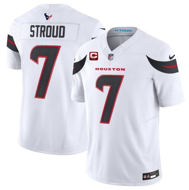 Men's Houston Texans #7 C.J. Stroud White 2024 Vapor F.U.S.E. With 2-star C Patch Limited Stitched Jersey