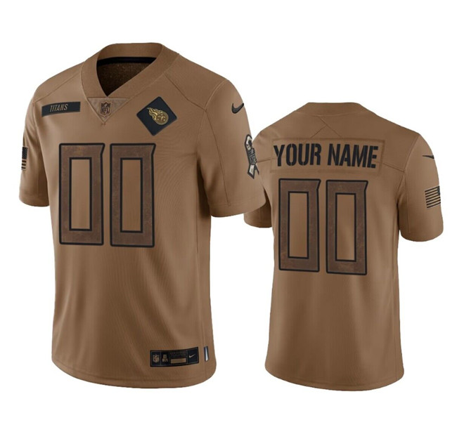 Men's Tennessee Titans Active Player Custom Brown 2023 Salute To Service Stitched Football Jersey