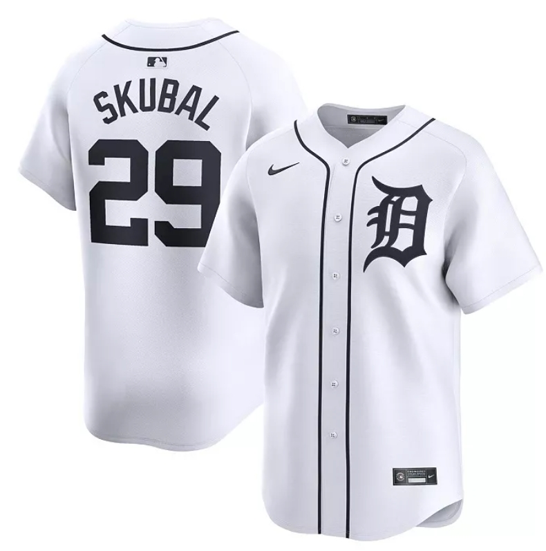 Men's Detroit Tigers #29 Tarik Skubal White 2024 Home Limited Stitched Baseball Jersey Men's Detroit Tigers #29 Tarik Skubal White 2024 Home Limited Stitched Baseball Jersey