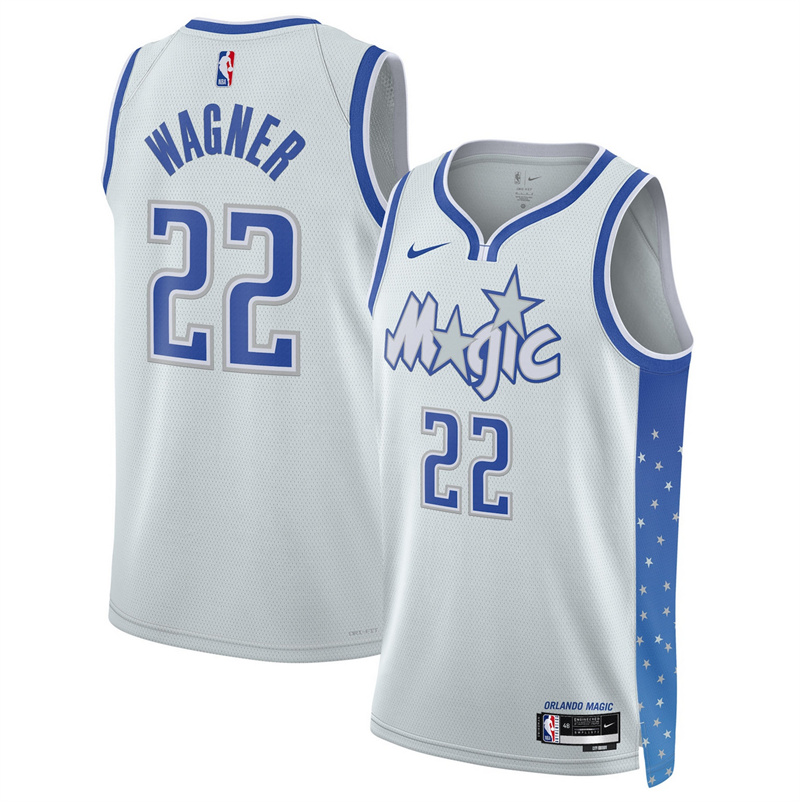 Men's Orlando Magic #22 Franz Wagner Silver 2025/26 City Edition Stitched Basketball Jersey