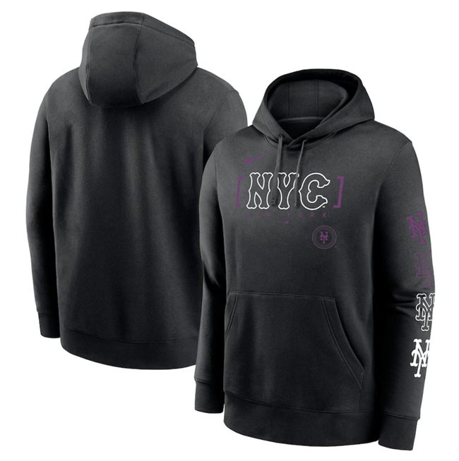 Men's New York Mets Black 2024 City Connect Club Fleece Pullover Hoodie