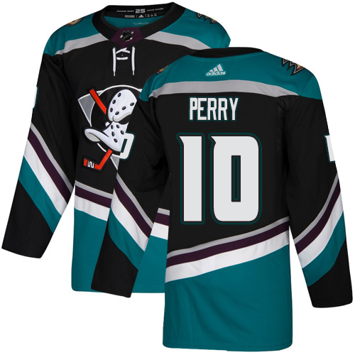 Adidas Ducks #10 Corey Perry Black/Teal Alternate Authentic Stitched NHL Jersey