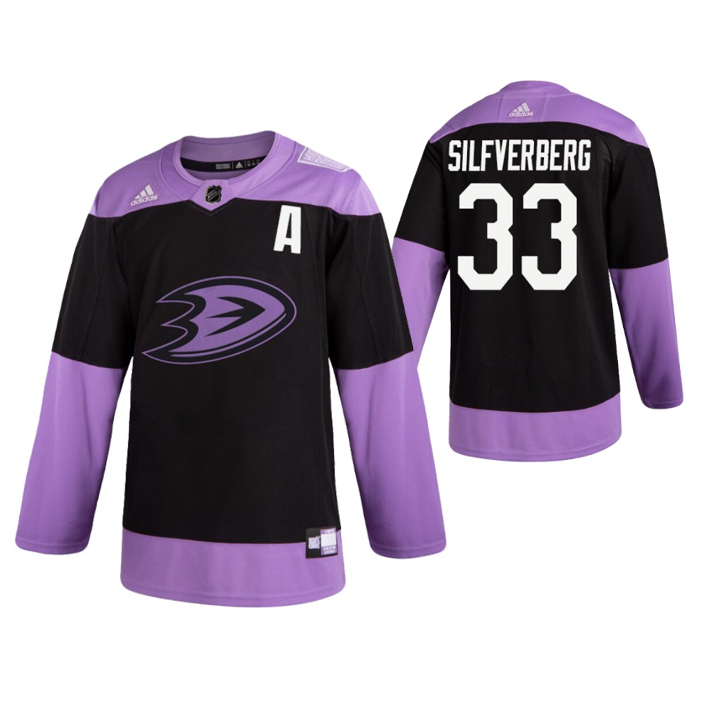 Adidas Ducks #33 Jakob Silfverberg Men's Black Hockey Fights Cancer Practice NHL Jersey