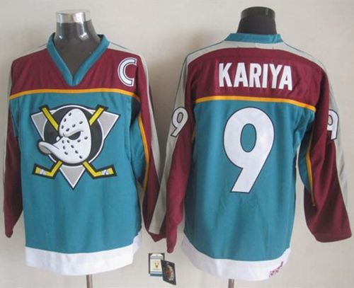 Ducks #9 Paul Kariya Red/Turquoise CCM Throwback Stitched NHL Jersey