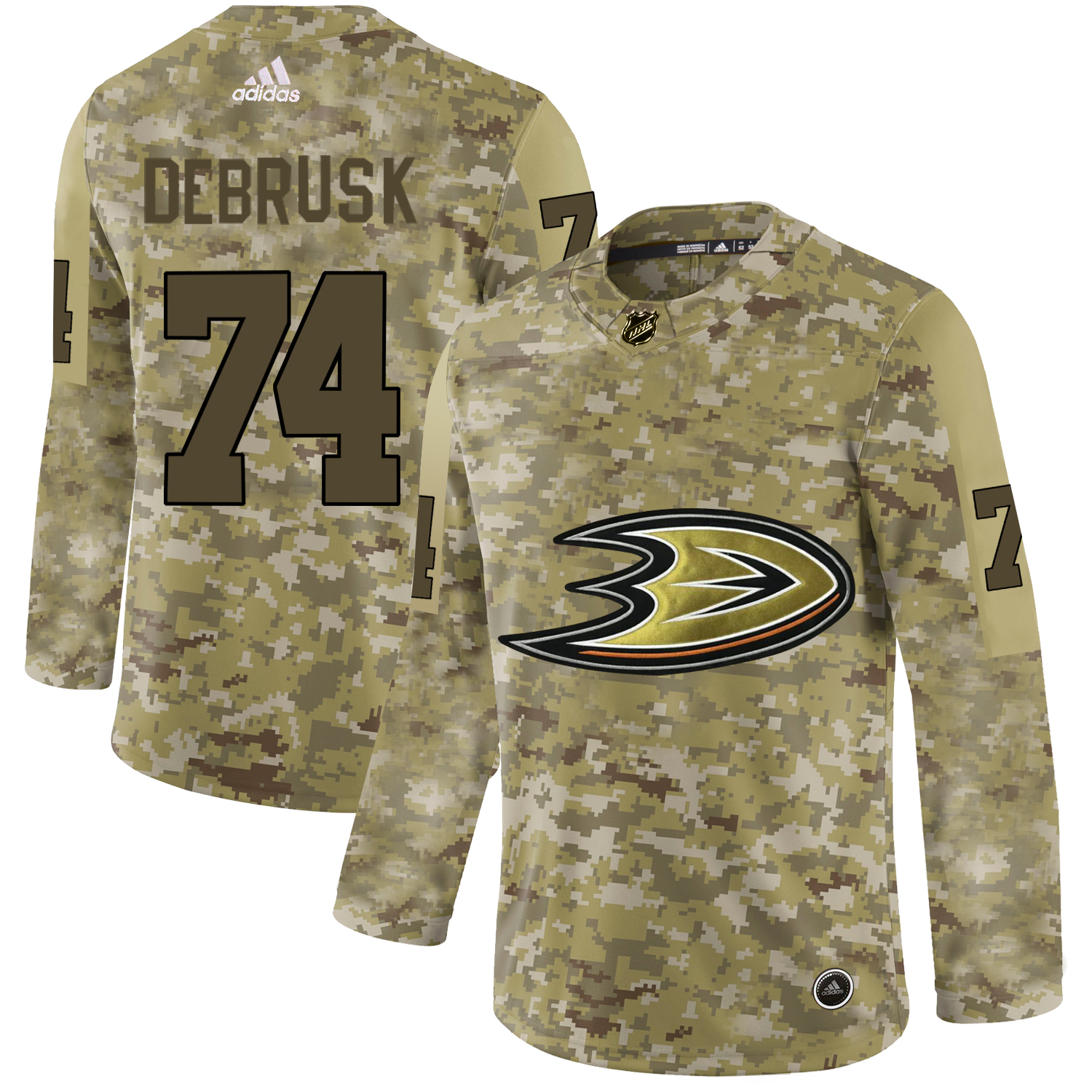 Adidas Ducks #74 Jake DeBrusk Camo Authentic Stitched NHL Jersey