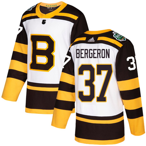 Adidas Bruins #37 Patrice Bergeron White Authentic 2019 Winter Classic Stitched NHL Jersey