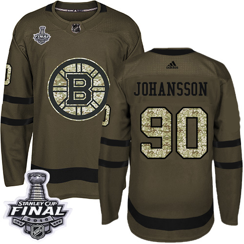 Adidas Bruins #90 Marcus Johansson Green Salute to Service 2019 Stanley Cup Final Stitched NHL Jersey
