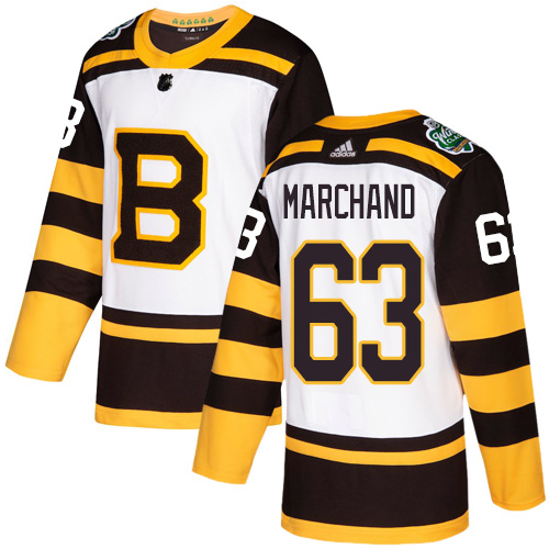 Adidas Bruins #63 Brad Marchand White Authentic 2019 Winter Classic Stitched NHL Jersey