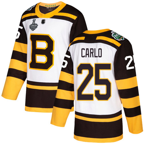 Adidas Bruins #25 Brandon Carlo White Authentic 2019 Winter Classic Stanley Cup Final Bound Stitched NHL Jersey
