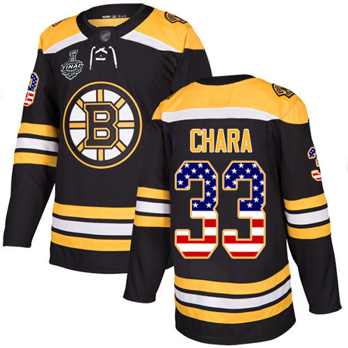 Adidas Bruins #33 Zdeno Chara Black Home Authentic USA Flag Stanley Cup Final Bound Stitched NHL Jersey