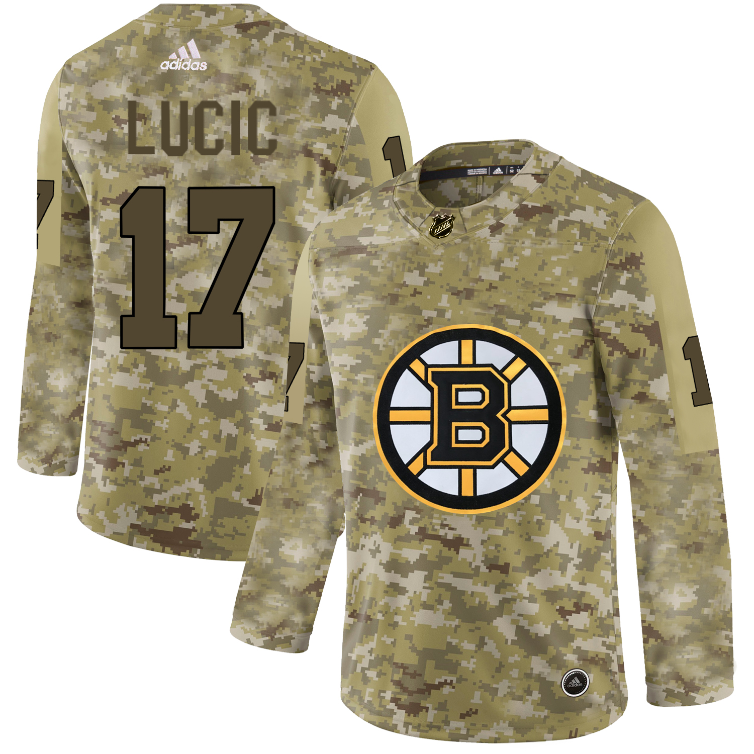 Adidas Bruins #17 Milan Lucic Camo Authentic Stitched NHL Jersey