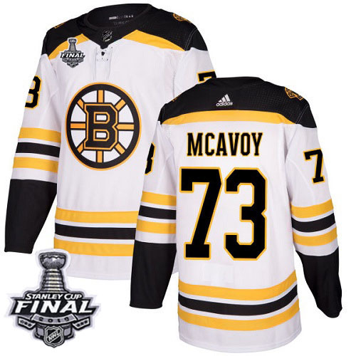 Adidas Bruins #73 Charlie McAvoy White Road Authentic 2019 Stanley Cup Final Stitched NHL Jersey