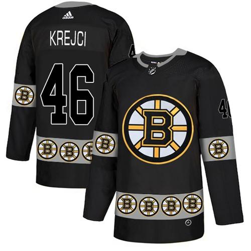 Adidas Bruins #46 David Krejci Black Authentic Team Logo Fashion Stitched NHL Jersey