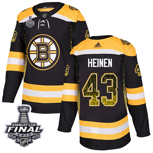 Adidas Bruins #43 Danton Heinen Black Home Authentic Drift Fashion 2019 Stanley Cup Final Stitched NHL Jersey