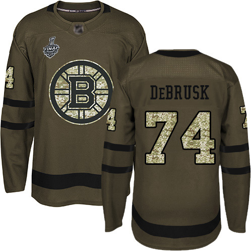Adidas Bruins #74 Jake DeBrusk Green Salute to Service Stanley Cup Final Bound Stitched NHL Jersey