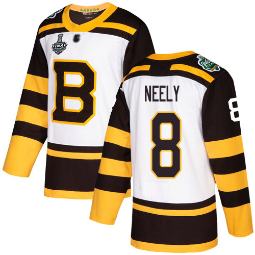 Adidas Bruins #8 Cam Neely White Authentic 2019 Winter Classic Stanley Cup Final Bound Stitched NHL Jersey