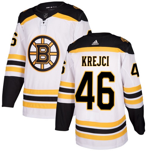 Adidas Bruins #46 David Krejci White Road Authentic Stitched NHL Jersey