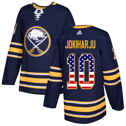 Adidas Sabres #10 Henri Jokiharju Navy Blue Home Authentic USA Flag Stitched NHL Jersey