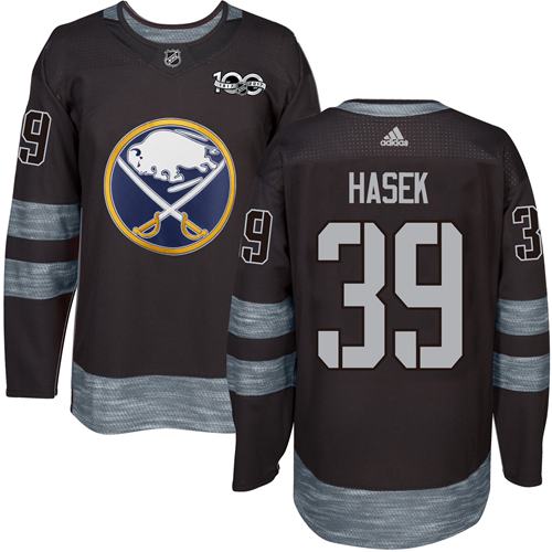 Adidas Sabres #39 Dominik Hasek Black 1917-2017 100th Anniversary Stitched NHL Jersey