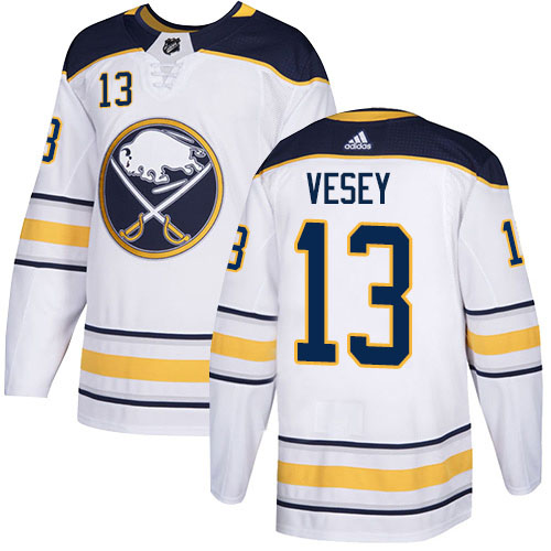 Adidas Sabres #13 Jimmy Vesey White Road Authentic Stitched NHL Jersey