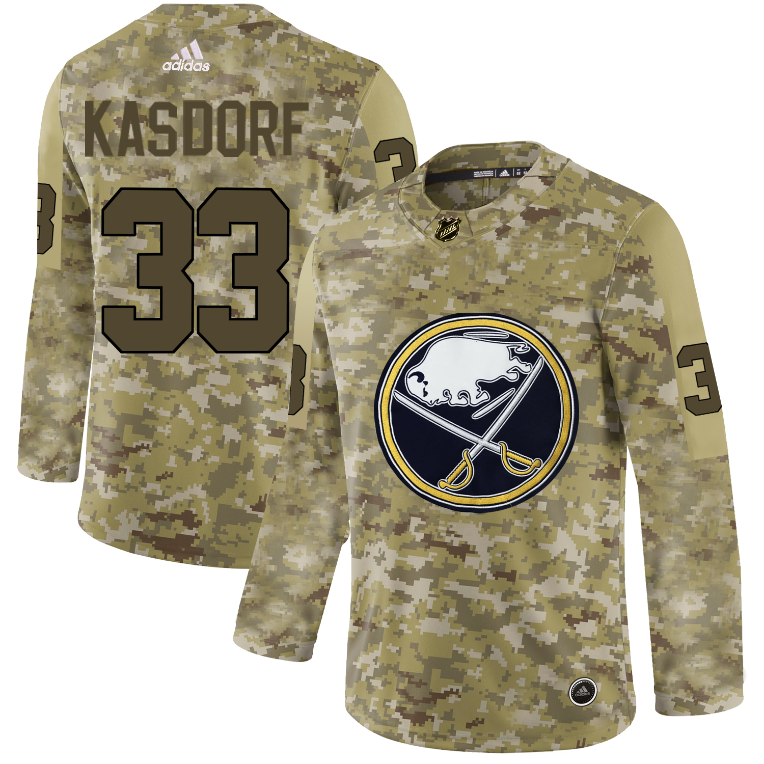 Adidas Sabres #33 Jason Kasdorf Camo Authentic Stitched NHL Jersey