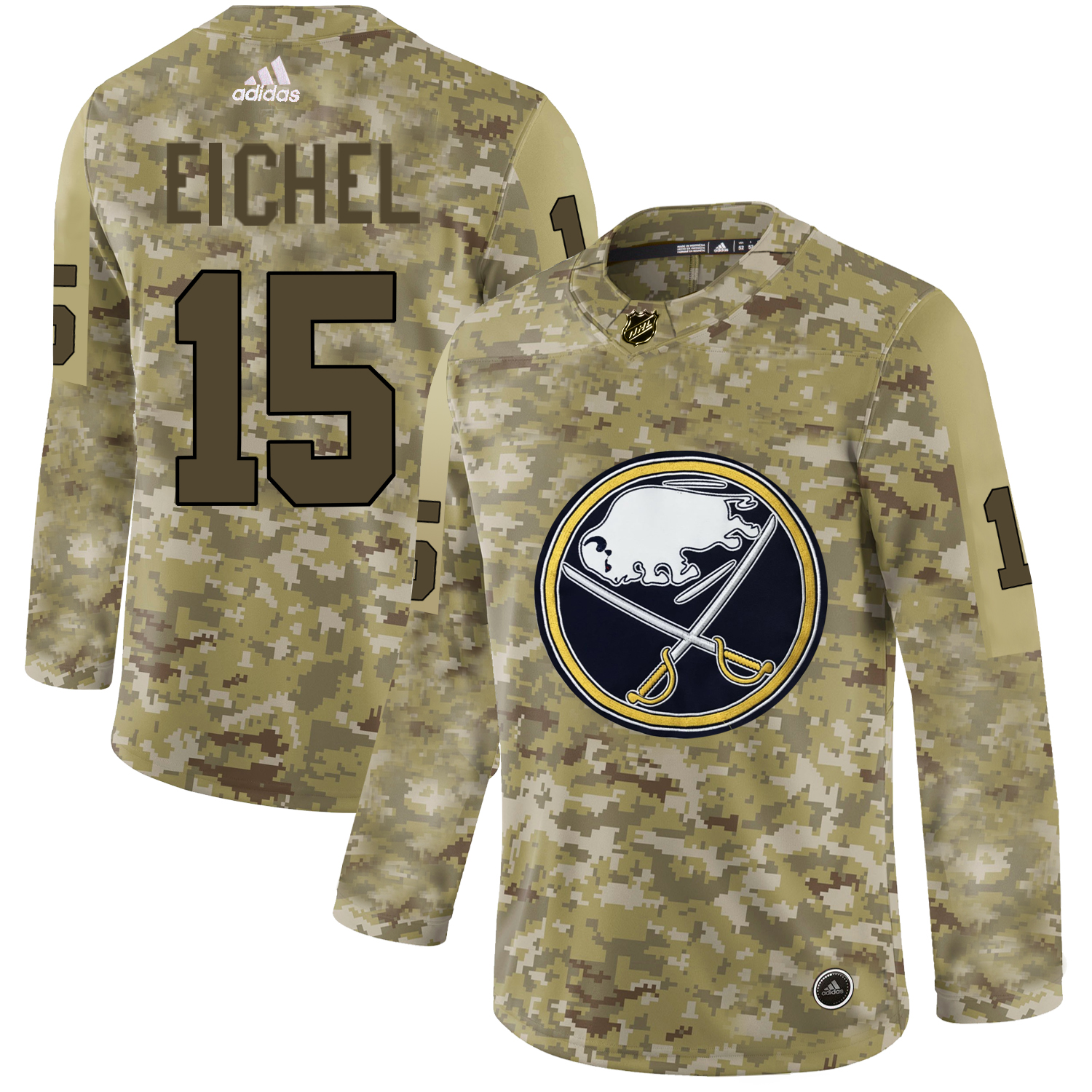 Adidas Sabres #15 Jack Eichel Camo Authentic Stitched NHL Jersey