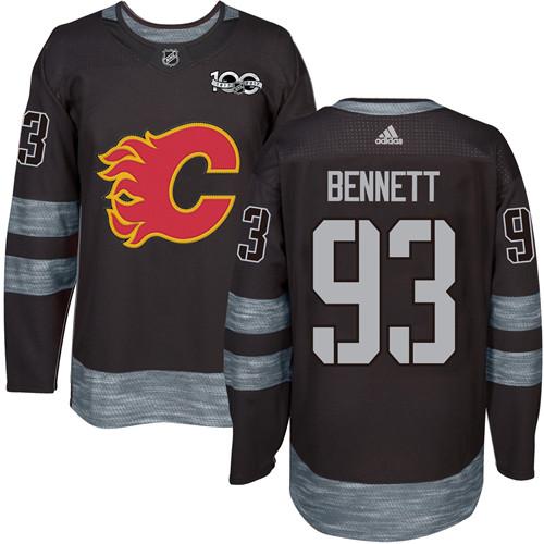 Adidas Flames #93 Sam Bennett Black 1917-2017 100th Anniversary Stitched NHL Jersey