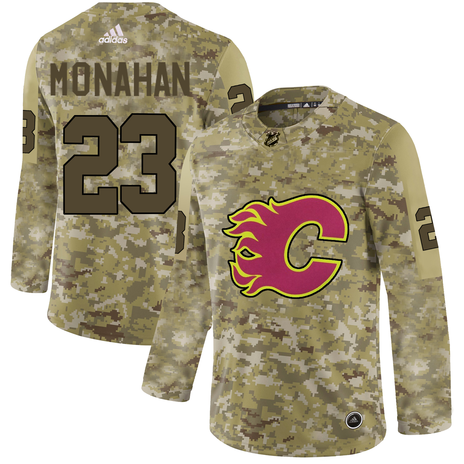 Adidas Flames #23 Sean Monahan Camo Authentic Stitched NHL Jersey