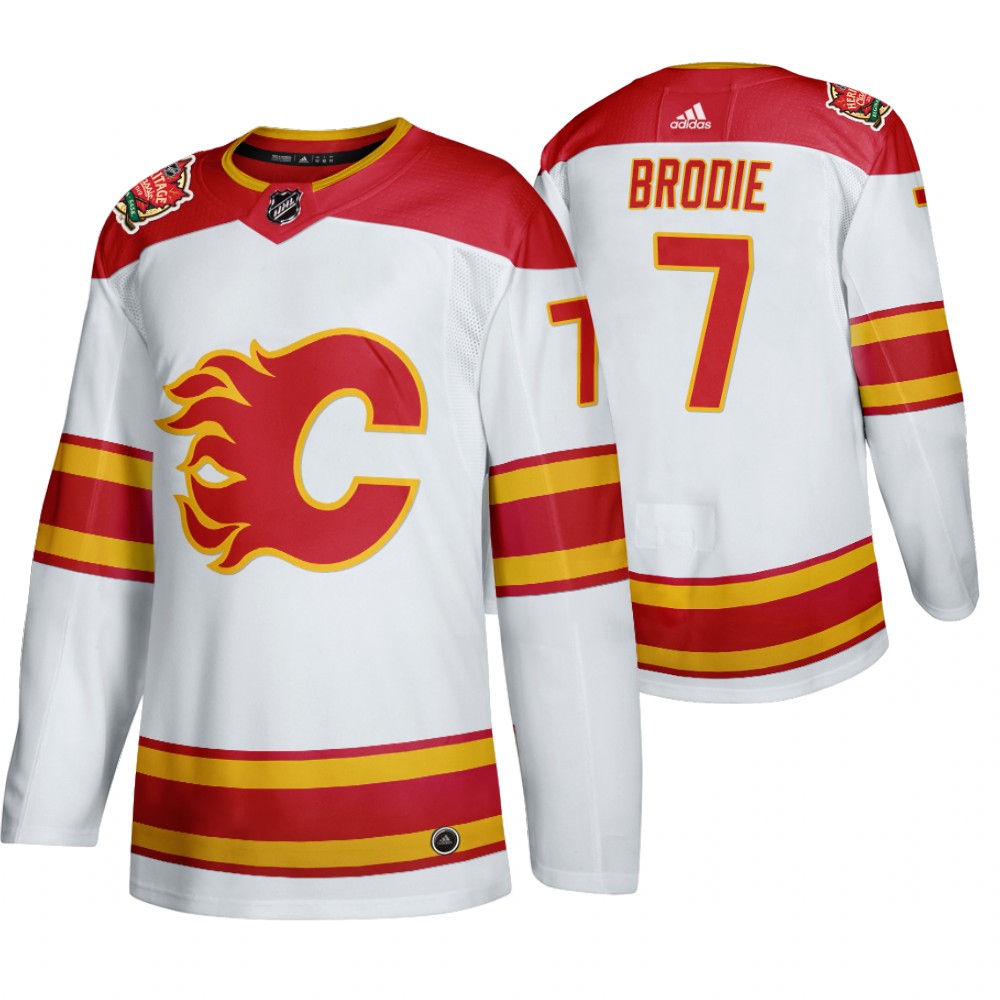 Calgary Flames #7 T.J. Brodie Men's 2019-20 Heritage Classic Authentic White Stitched NHL Jersey