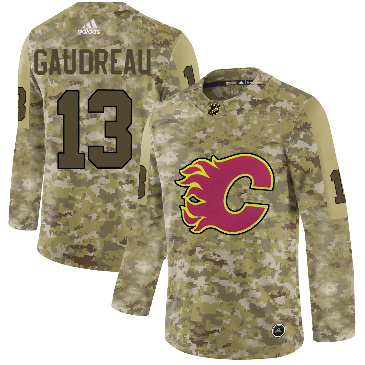 Adidas Flames #13 Johnny Gaudreau Camo Authentic Stitched NHL Jersey