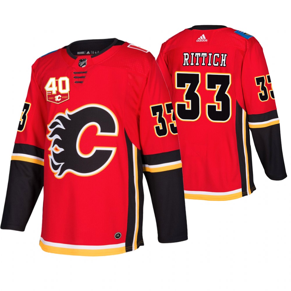 Adidas Calgary Flames #33 David Rittich 40th Anniversary Third 2019-20 NHL Jersey
