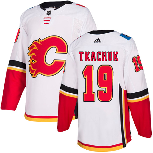Adidas Flames #19 Matthew Tkachuk White Road Authentic Stitched NHL Jersey