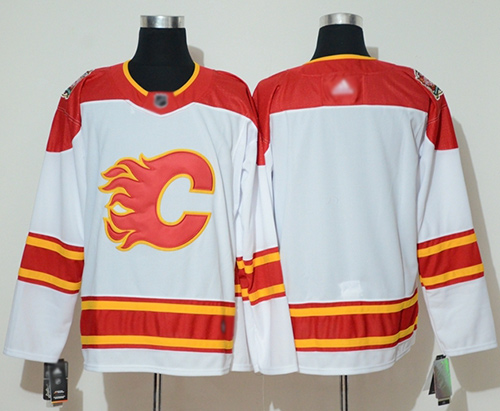 Adidas Flames Blank White Authentic 2019 Heritage Classic Stitched NHL Jersey