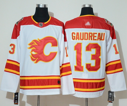 Adidas Flames #13 Johnny Gaudreau White Authentic 2019 Heritage Classic Stitched NHL Jersey