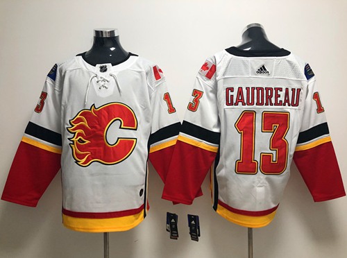 Adidas Flames #13 Johnny Gaudreau White Road Authentic Stitched NHL Jersey