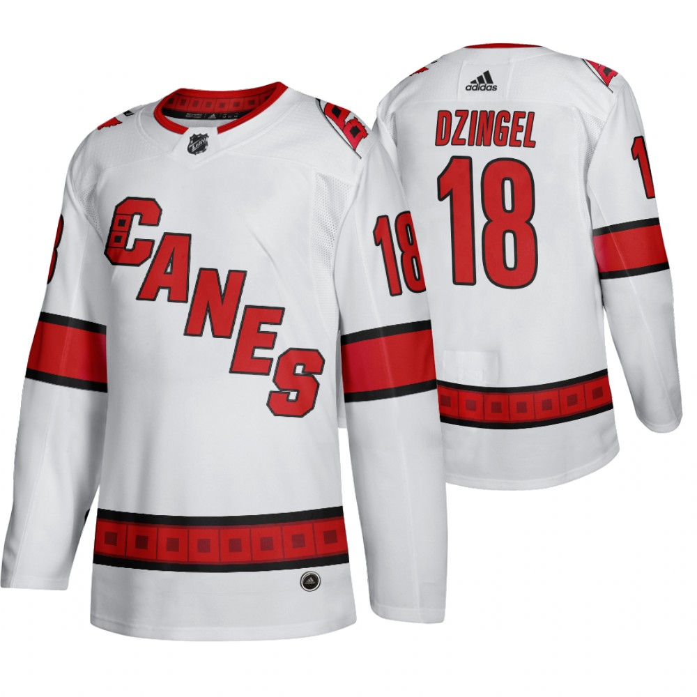 Carolina Hurricanes #18 Ryan Dzingel Men's 2019-20 Away Authentic Player White Stitched NHL Jersey