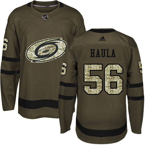 Adidas Hurricanes #56 Erik Haula Green Salute to Service Stitched NHL Jersey