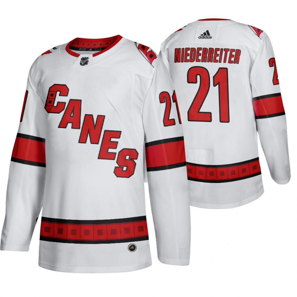 Carolina Hurricanes #21 Nino Niederreiter Men's 2019-20 Away Authentic Player White Stitched NHL Jersey