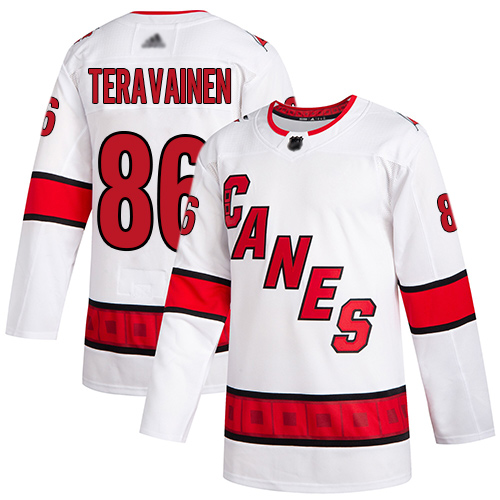 Adidas Hurricanes #86 Teuvo Teravainen White Road Authentic Stitched NHL Jersey