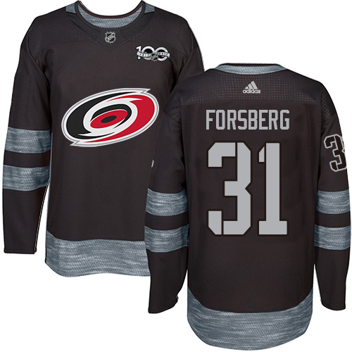 Adidas Hurricanes #31 Anton Forsberg Black 1917-2017 100th Anniversary Stitched NHL Jersey