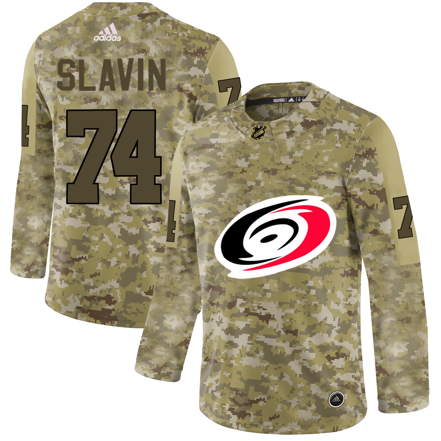 Adidas Hurricanes #74 Jaccob Slavin Camo Authentic Stitched NHL Jersey